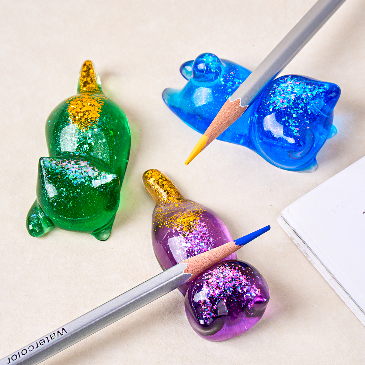 Case With Pencil Holder - 3D Cat Crystal Epoxy Resin Mold