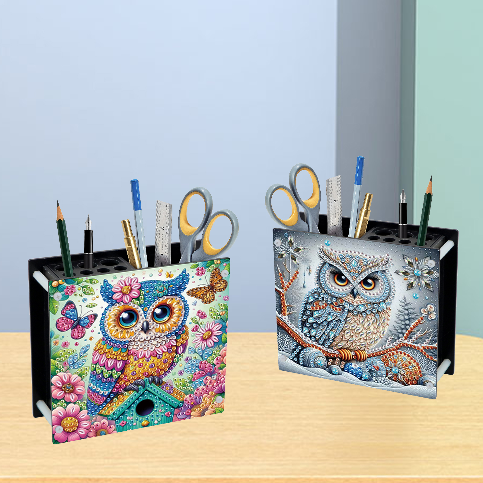 Case With Pencil Holder - 2Pcs Pen Holder Diamond Art Painting