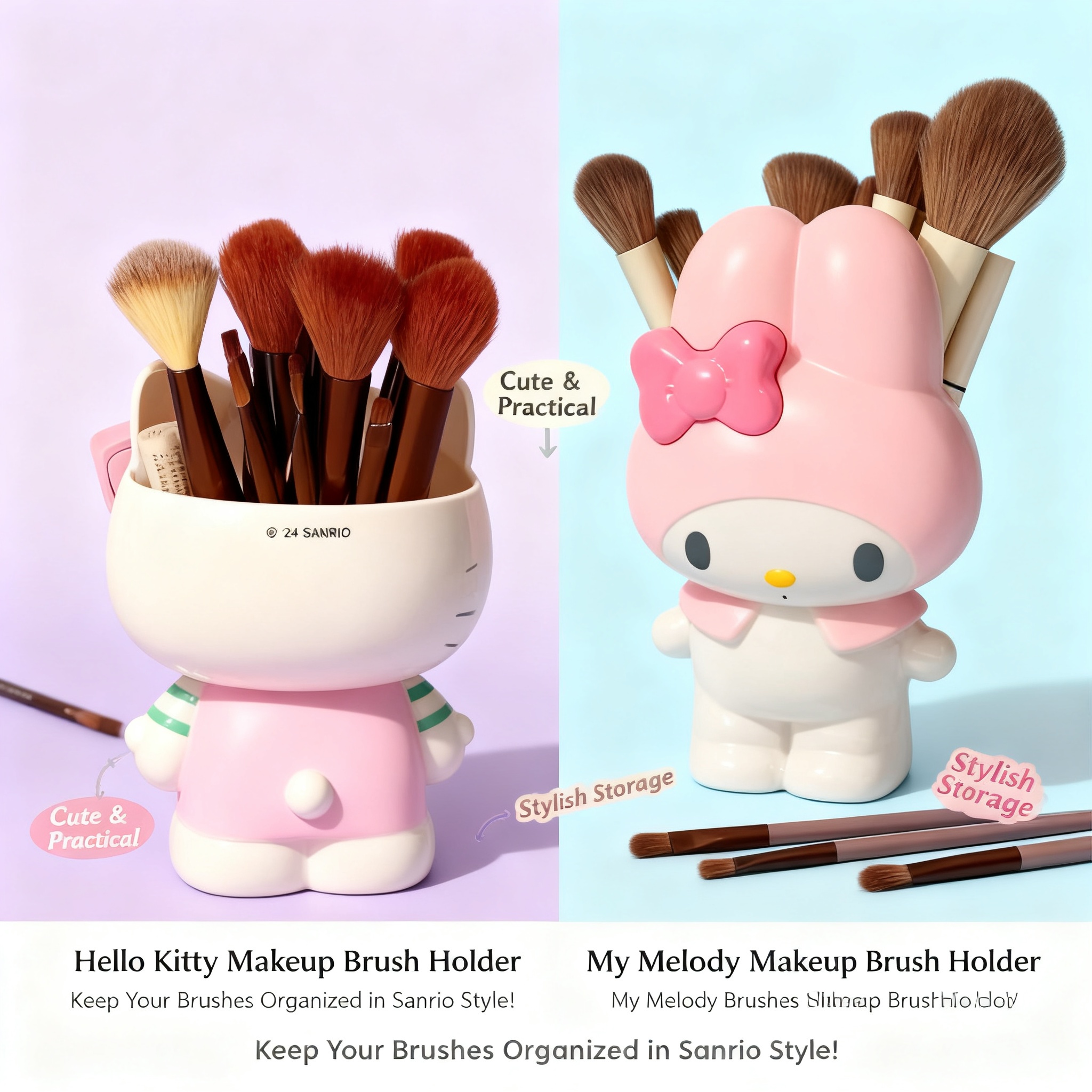 Case With Pencil Holder - My Melody Hello Kitty Makeup Brush